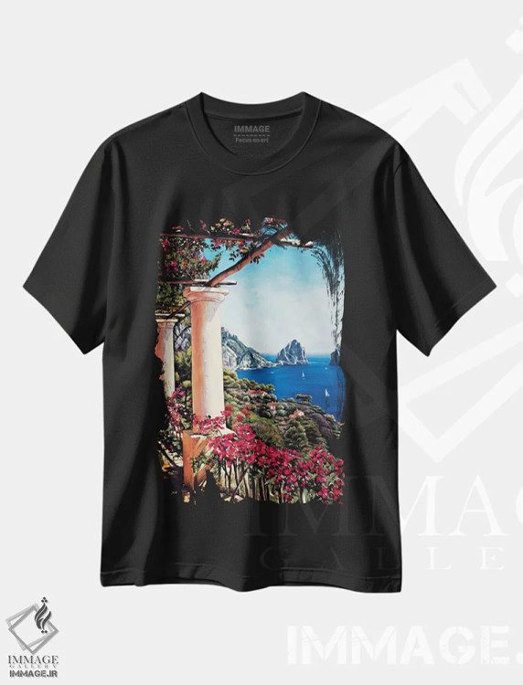 تیشرت مشکی طرح دار پرگولا در کاپری، دکور معاصر اثر الیزابت رایت | فروشگاه ایماژ
