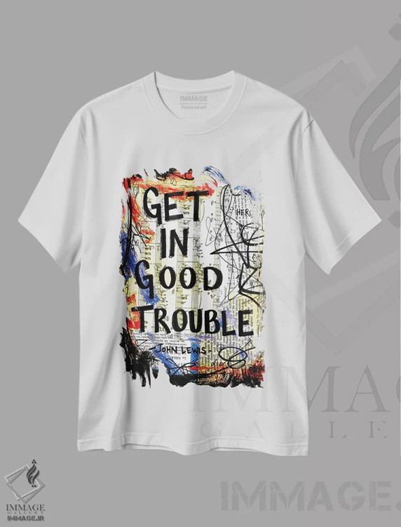 تیشرت سفید طرح دار دردسر خوب، هنر آمریکایی آفریقایی تبار اثر الکسا بانکرافت | فروشگاه ایماژ