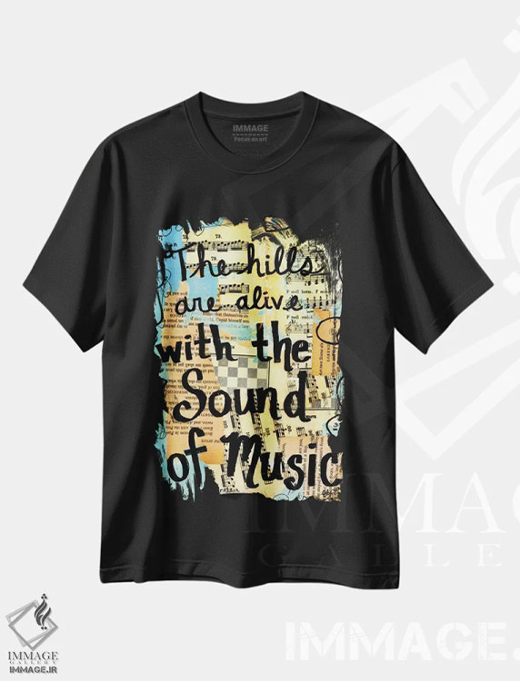 تیشرت مشکی طرح دار تپه ها از اشک شوق موسیقی، مدیوم اثر الکسا بانکرافت | فروشگاه ایماژ