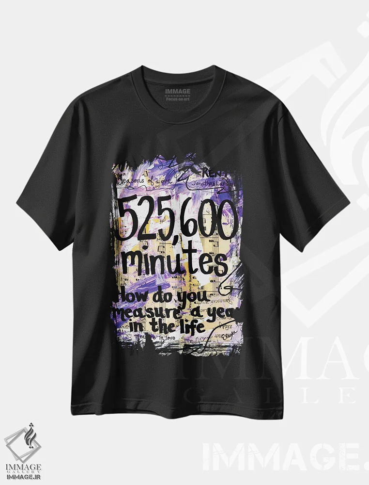 تیشرت مشکی طرح دار ۵۲۵۶۰۰ دقیقه از موزیکال رِنت، مدیوم اثر الکسا بانکرافت | immage.ir