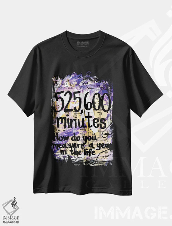 تیشرت مشکی طرح دار ۵۲۵۶۰۰ دقیقه از موزیکال رِنت، مدیوم اثر الکسا بانکرافت | immage.ir