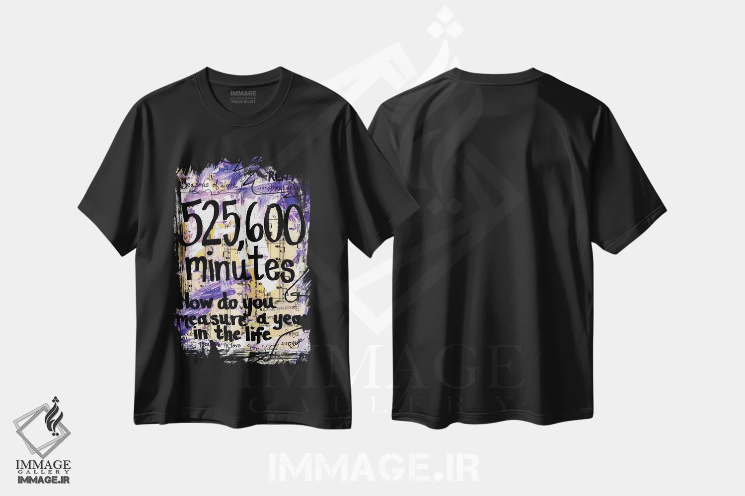 تیشرت مشکی طرح دار ۵۲۵۶۰۰ دقیقه از موزیکال رِنت، مدیوم اثر الکسا بانکرافت | immage.ir