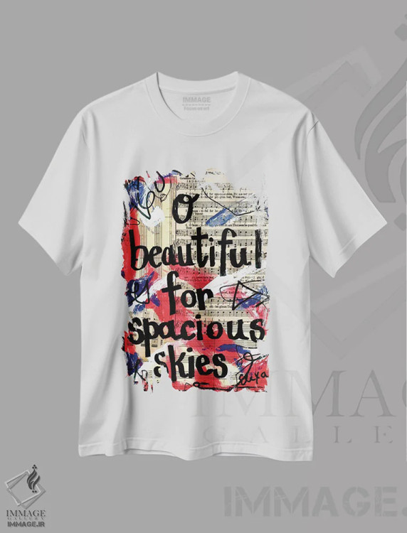تیشرت سفید طرح دار ای آمریکای زیبا، دکور آمریکایی اثر الکسا بانکرافت | فروشگاه ایماژ