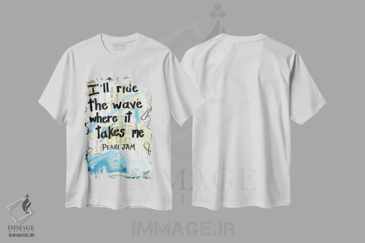 تیشرت سفید طرح دار موج، مدیوم اثر الکسا بانکرافت | فروشگاه ایماژ