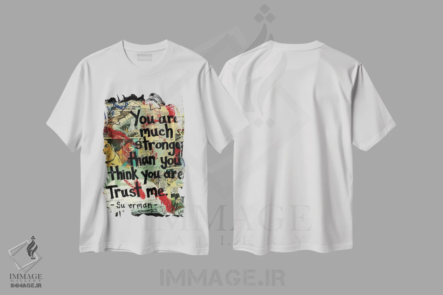 تیشرت سفید طرح دار سوپرمن بسیار قوی تر، مدیوم اثر الکسا بانکرافت | فروشگاه ایماژ