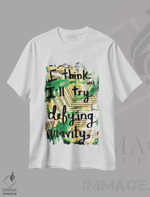 تیشرت سفید طرح دار به چالش کشیدن جاذبه، مدیوم اثر الکسا بانکرافت | فروشگاه ایماژ