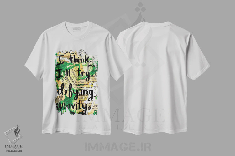 تیشرت سفید طرح دار به چالش کشیدن جاذبه، مدیوم اثر الکسا بانکرافت | فروشگاه ایماژ