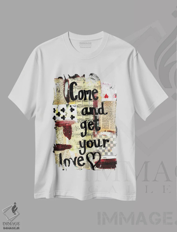 تیشرت سفید طرح دار بیا و عشقت را بگیر، مدیوم اثر الکسا بانکرافت | فروشگاه ایماژ