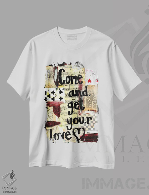 تیشرت سفید طرح دار بیا و عشقت را بگیر، مدیوم اثر الکسا بانکرافت | فروشگاه ایماژ