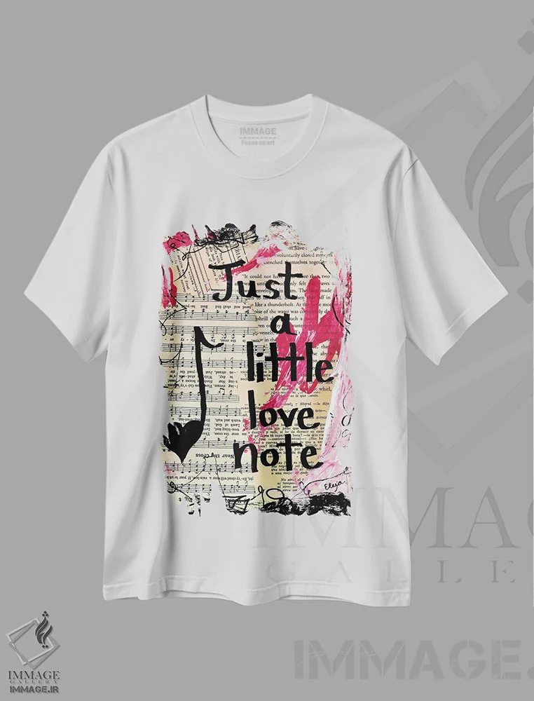تیشرت سفید طرح دار یادداشت عاشقانه، مدیوم اثر الکسا بانکرافت | فروشگاه ایماژ