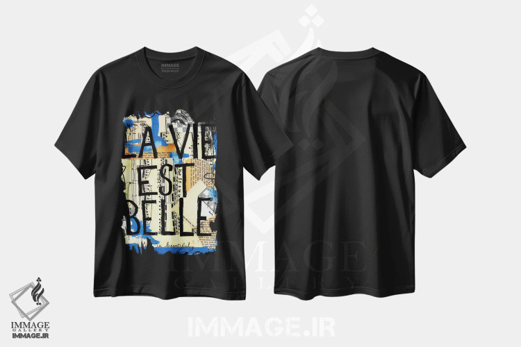 تیشرت مشکی طرح دار زندگی زیباست، تزئینی اثر الکسا بانکرافت | immage.ir