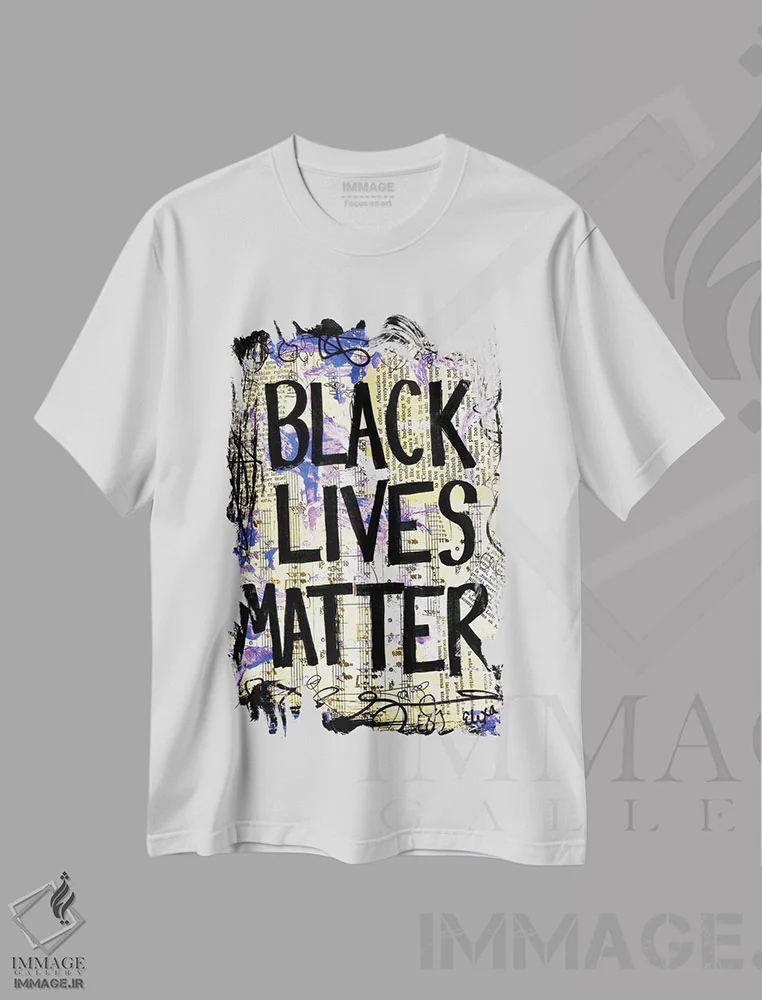 تیشرت سفید طرح دار جان سیاه پوستان مهم است، هنر آمریکایی آفریقایی تبار اثر الکسا بانکرافت | immage.ir