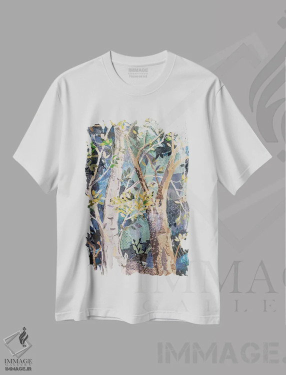 تیشرت سفید طرح دار با هم زندگی کردن، دکور معاصر اثر الیری ریـدال | فروشگاه ایماژ