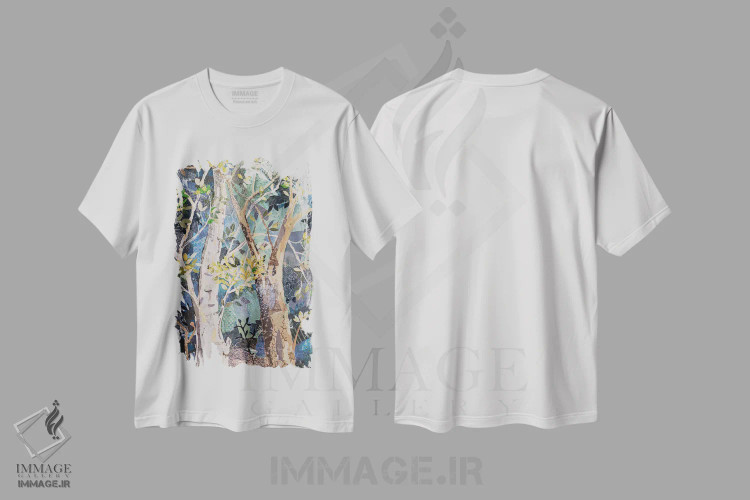 تیشرت سفید طرح دار با هم زندگی کردن، دکور معاصر اثر الیری ریـدال | فروشگاه ایماژ