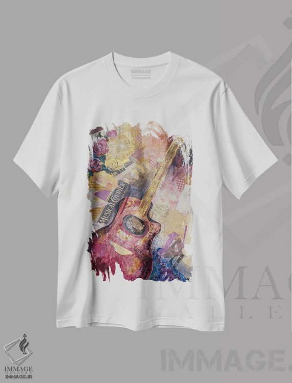تیشرت سفید طرح دار گیتار قرمز، دکور معاصر اثر الیری ریـدال | immage.ir