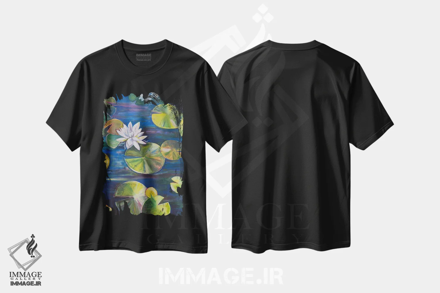 تیشرت مشکی طرح دار آرام و پرطراوت، دکور معاصر اثر الیری ریـدال | فروشگاه ایماژ