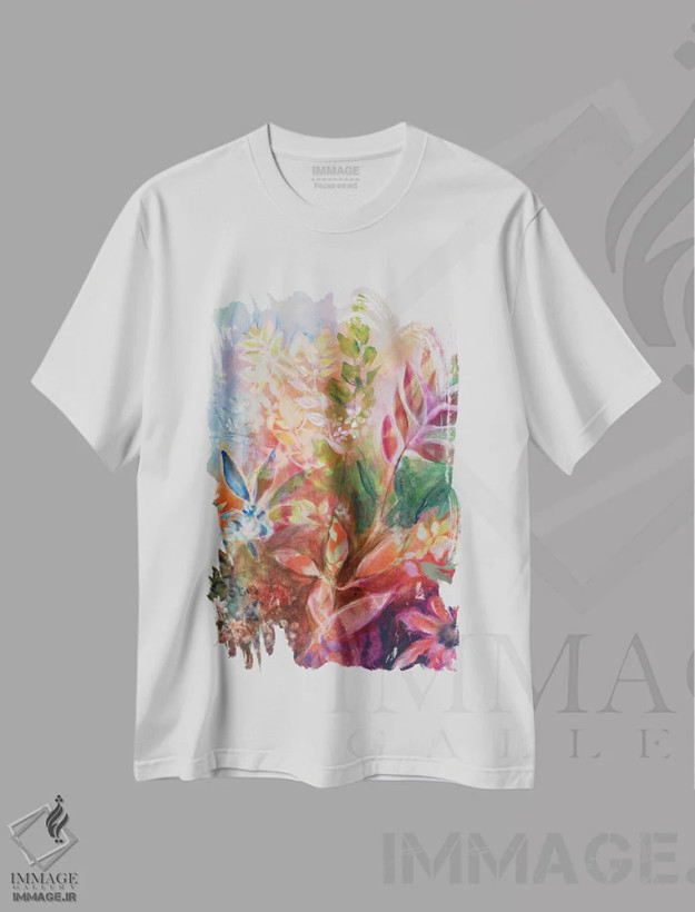 تیشرت سفید طرح دار حمام طبیعت ۳، دکور معاصر اثر الیری ریـدال | فروشگاه ایماژ