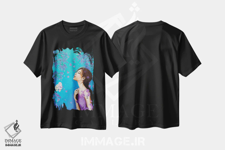 تیشرت مشکی طرح دار دلتنگی: جاکارانداها، مدیوم اثر یوری کیم | immage.ir