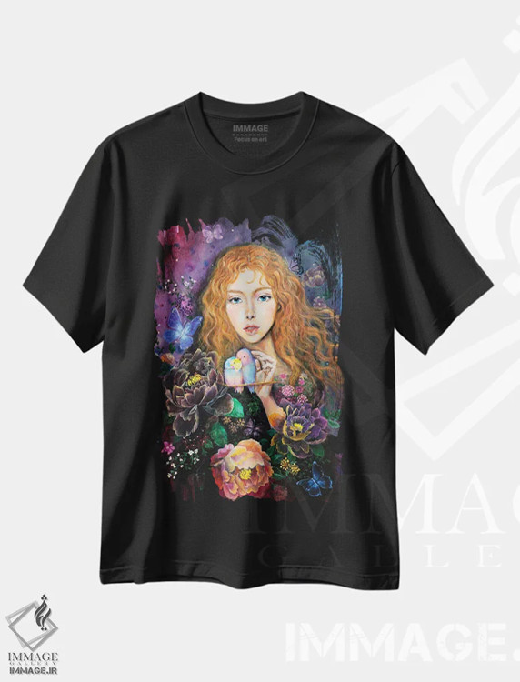 تیشرت مشکی طرح دار باغ مخفی، مدیوم اثر یوری کیم | immage.ir