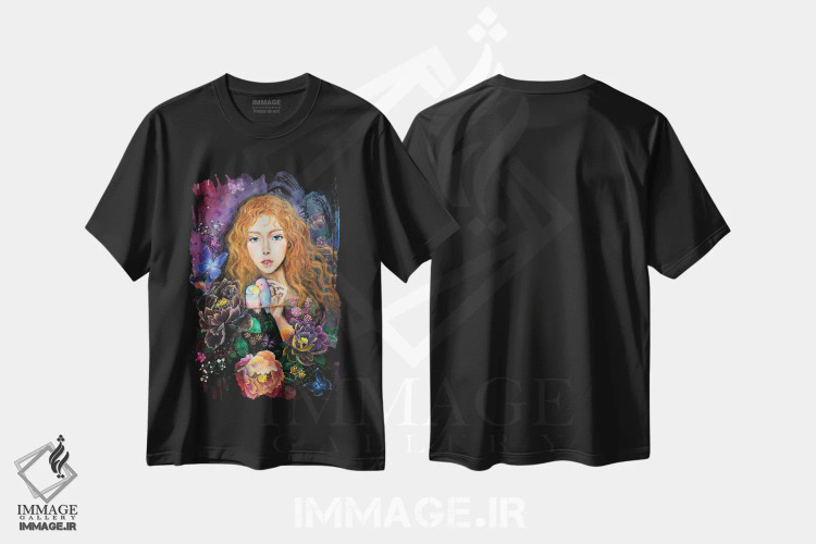 تیشرت مشکی طرح دار باغ مخفی، مدیوم اثر یوری کیم | immage.ir