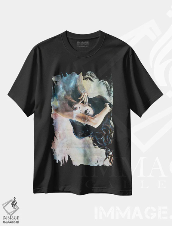 تیشرت مشکی طرح دار دود، هنر فاخر معاصر اثر یوری کیم | immage.ir