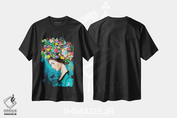 تیشرت مشکی طرح دار سنگینی عشق، هنر فاخر معاصر اثر یوری کیم | فروشگاه ایماژ