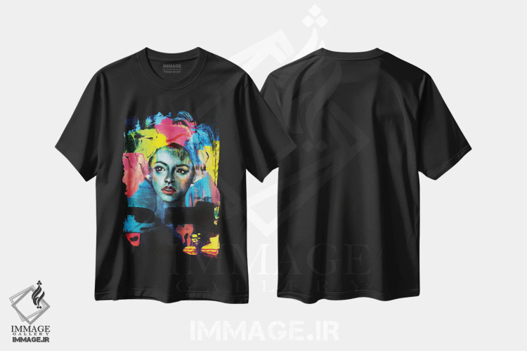 تیشرت مشکی طرح دار مخمل آبی، هنر فاخر معاصر اثر یوری کیم | immage.ir