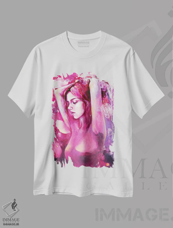 تیشرت سفید طرح دار گل های چهار بعدازظهر، هنر فاخر معاصر اثر یوری کیم | immage.ir