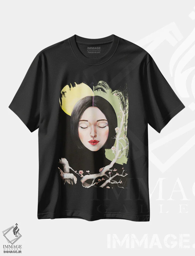تیشرت مشکی طرح دار یادآور، دکور آسیایی اثر یوری کیم | فروشگاه ایماژ