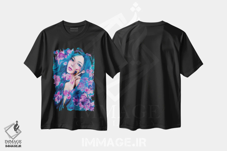 تیشرت مشکی طرح دار عاشق: سبز، دکور آسیایی اثر یوری کیم | immage.ir