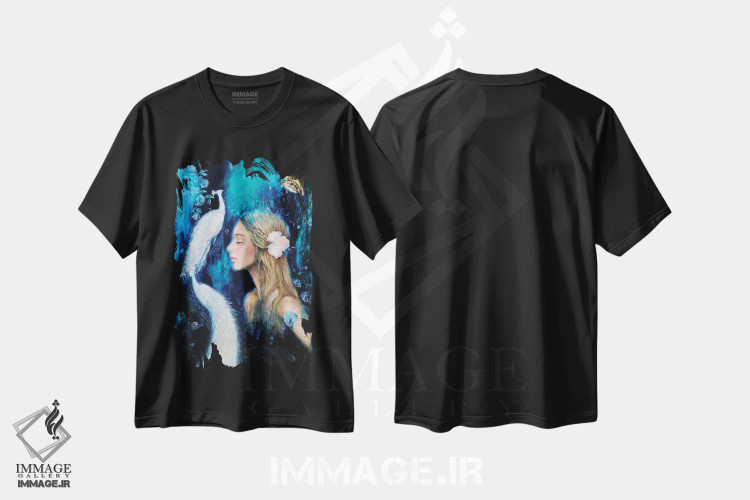 تیشرت مشکی طرح دار سکوت زیبا، هنر فاخر معاصر اثر یوری کیم | فروشگاه ایماژ