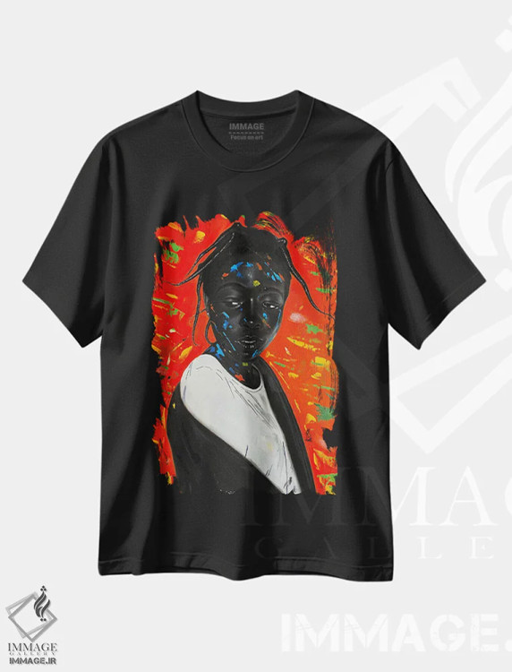 تیشرت مشکی طرح دار نسل جدید، هنر آمریکایی آفریقایی تبار اثر اییتایو الاگبه | فروشگاه ایماژ