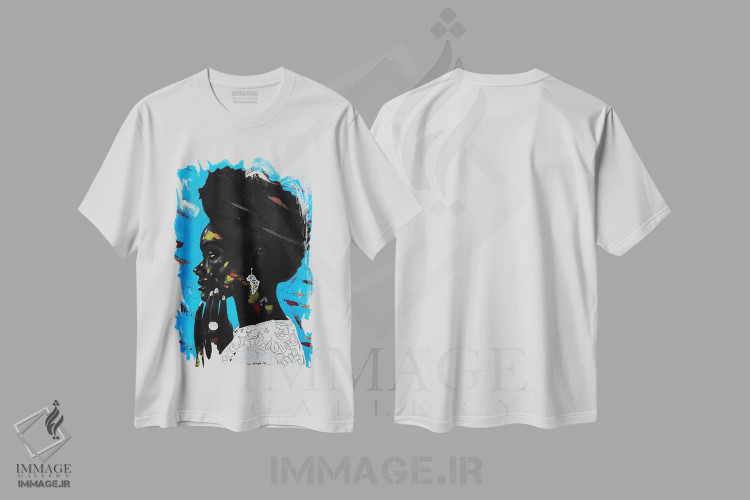 تیشرت سفید طرح دار احساسات انتزاعی، هنر آمریکایی آفریقایی تبار اثر اییتایو الاگبه | فروشگاه ایماژ