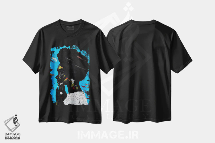 تیشرت مشکی طرح دار احساسات انتزاعی، هنر آمریکایی آفریقایی تبار اثر اییتایو الاگبه | immage.ir