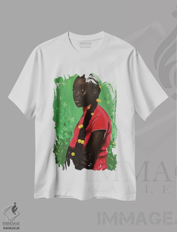 تیشرت سفید طرح دار غرق در افکار، هنر آمریکایی آفریقایی تبار اثر اییتایو الاگبه | فروشگاه ایماژ
