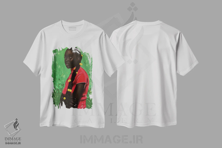 تیشرت سفید طرح دار غرق در افکار، هنر آمریکایی آفریقایی تبار اثر اییتایو الاگبه | فروشگاه ایماژ