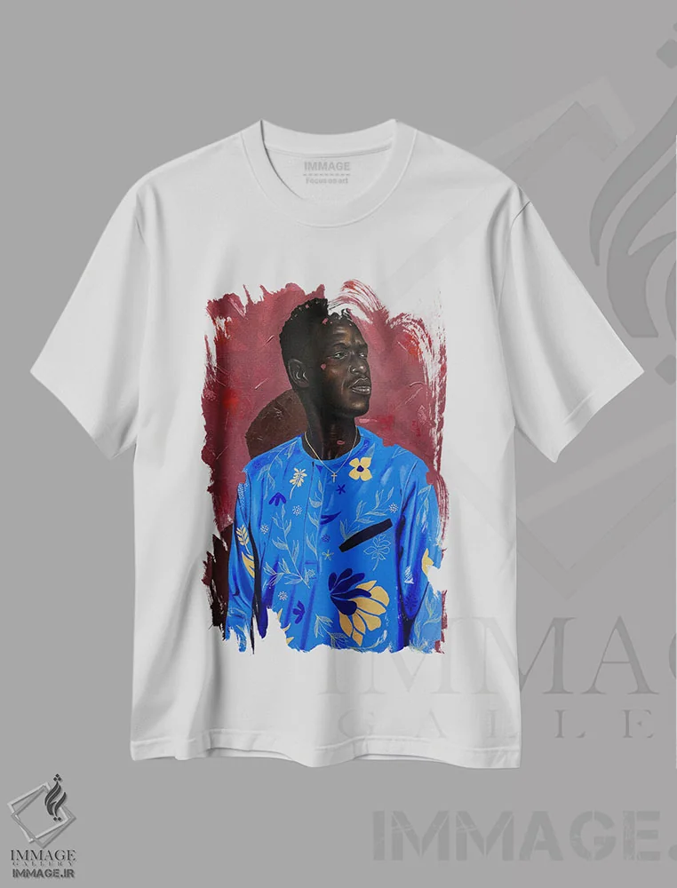 تیشرت سفید طرح دار بازنگری، هنر آمریکایی آفریقایی تبار اثر اییتایو الاگبه | فروشگاه ایماژ