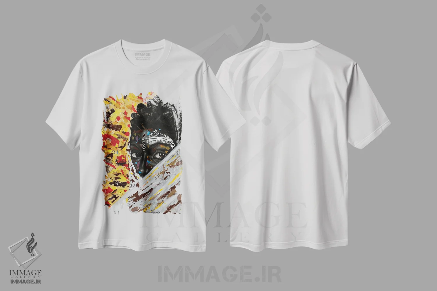 تیشرت سفید طرح دار میل پنهان، هنر آمریکایی آفریقایی تبار اثر اییتایو الاگبه | فروشگاه ایماژ