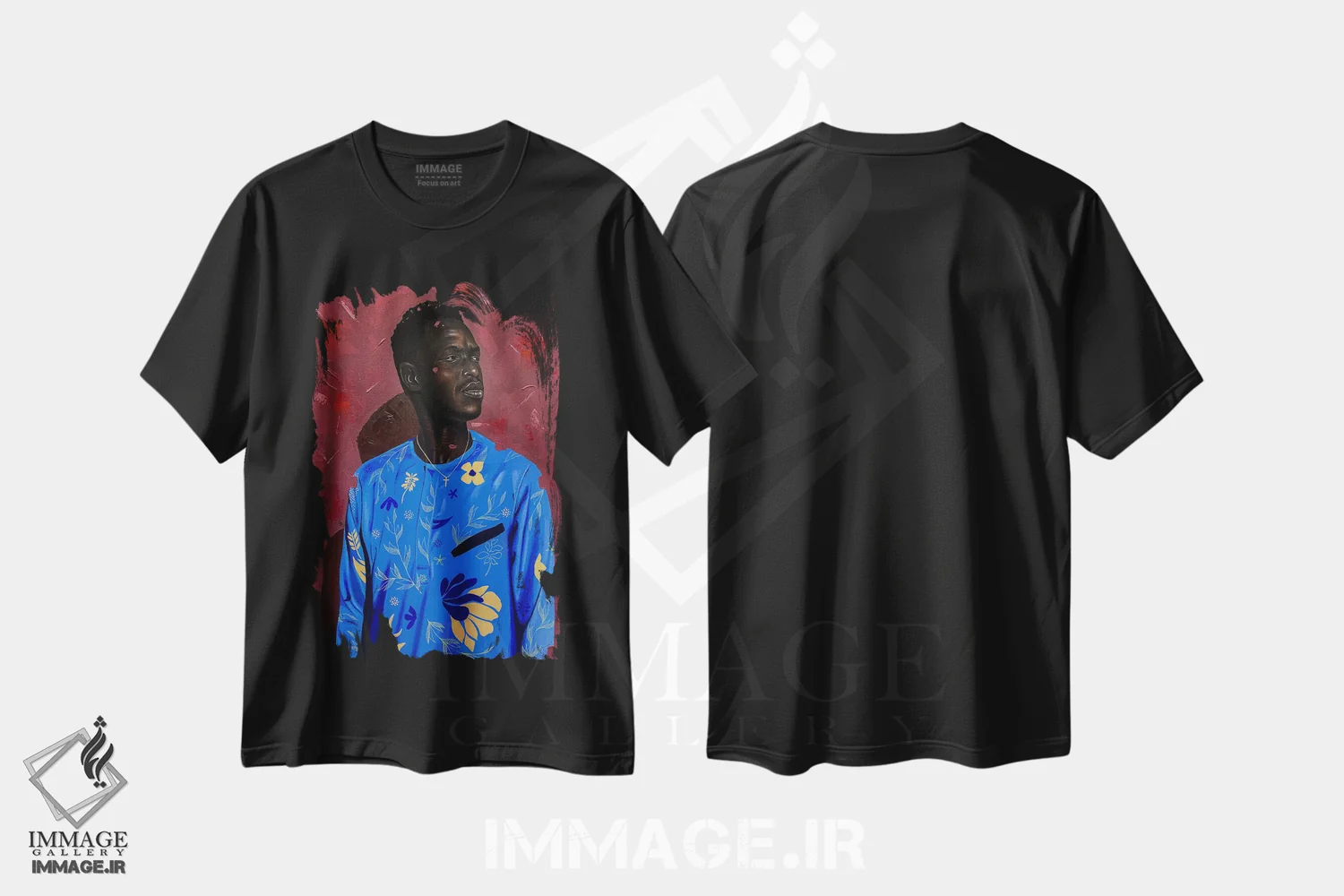 تیشرت مشکی طرح دار بازنگری، هنر آمریکایی آفریقایی تبار اثر اییتایو الاگبه | immage.ir