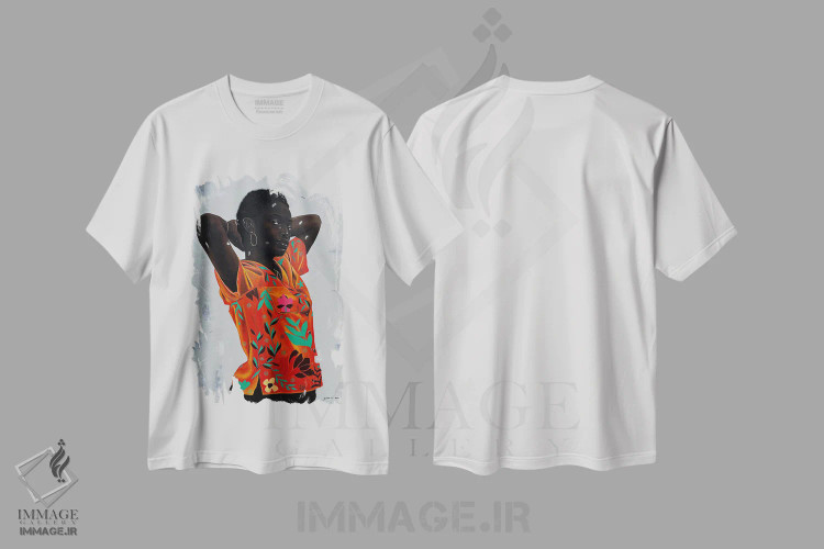 تیشرت سفید طرح دار آزاد چون پرنده، هنر آمریکایی آفریقایی تبار اثر اییتایو الاگبه | immage.ir