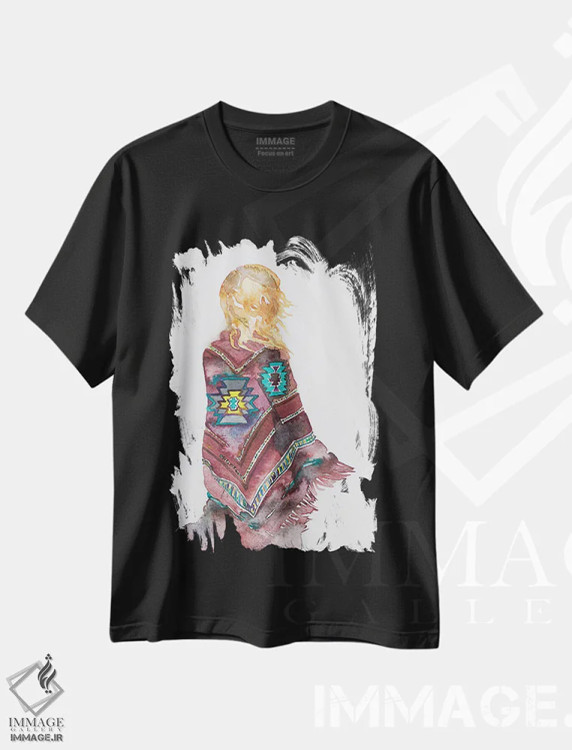تیشرت مشکی طرح دار زنده، هنر فاخر معاصر اثر الیزابت بکر | immage.ir