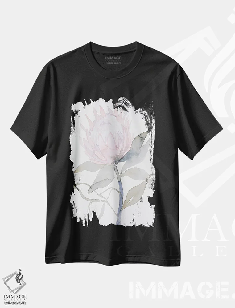 تیشرت مشکی طرح دار پروتئا، هنر فاخر معاصر اثر الیزابت بکر | فروشگاه ایماژ
