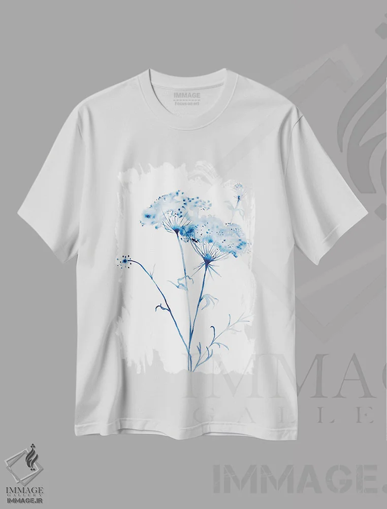 تیشرت سفید طرح دار گیاه توری ملکه آن شماره ۳، هنر فاخر معاصر اثر الیزابت بکر | immage.ir