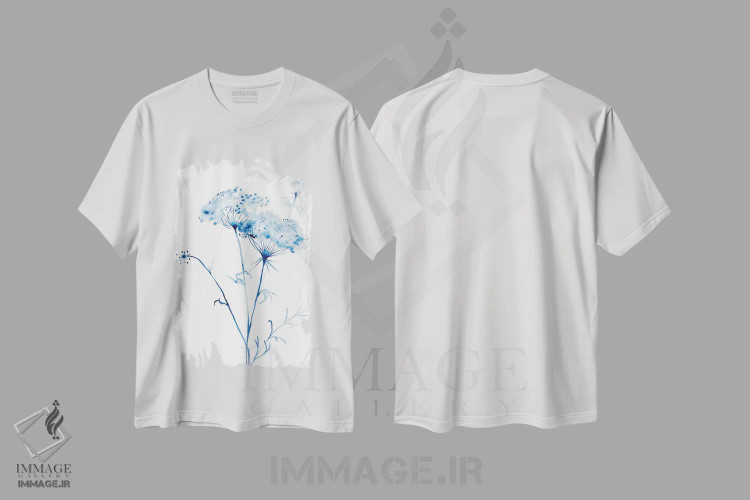 تیشرت سفید طرح دار گیاه توری ملکه آن شماره ۳، هنر فاخر معاصر اثر الیزابت بکر | immage.ir