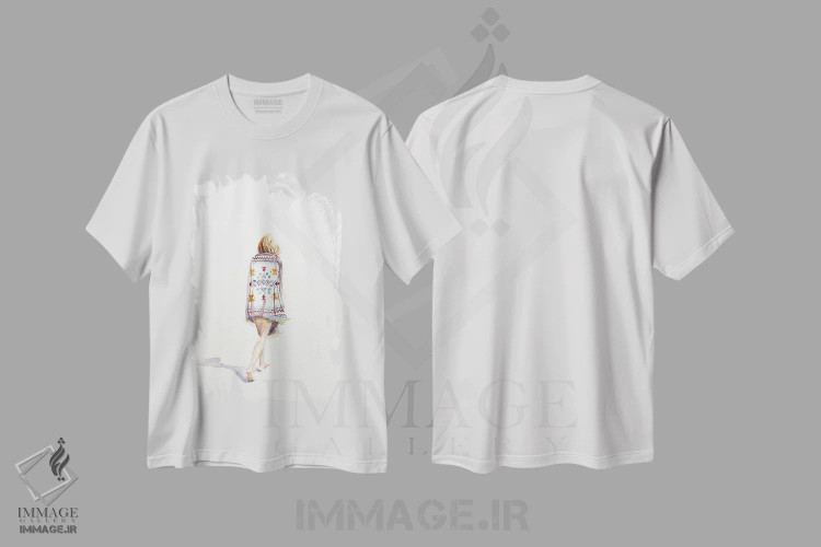 تیشرت سفید طرح دار پرسه زدن، هنر فاخر معاصر اثر الیزابت بکر | فروشگاه ایماژ
