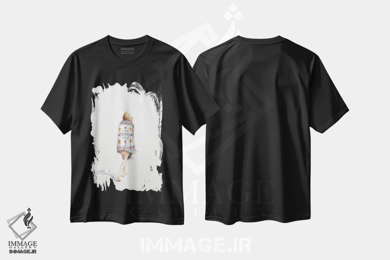 تیشرت مشکی طرح دار پرسه زدن، هنر فاخر معاصر اثر الیزابت بکر | immage.ir