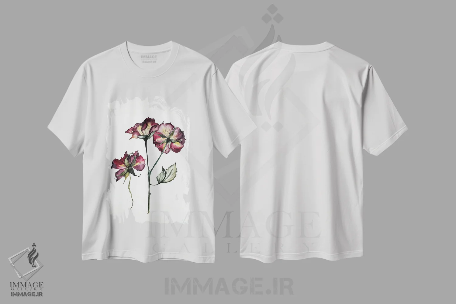 تیشرت سفید طرح دار رز شماره ۲، هنر فاخر معاصر اثر الیزابت بکر | immage.ir
