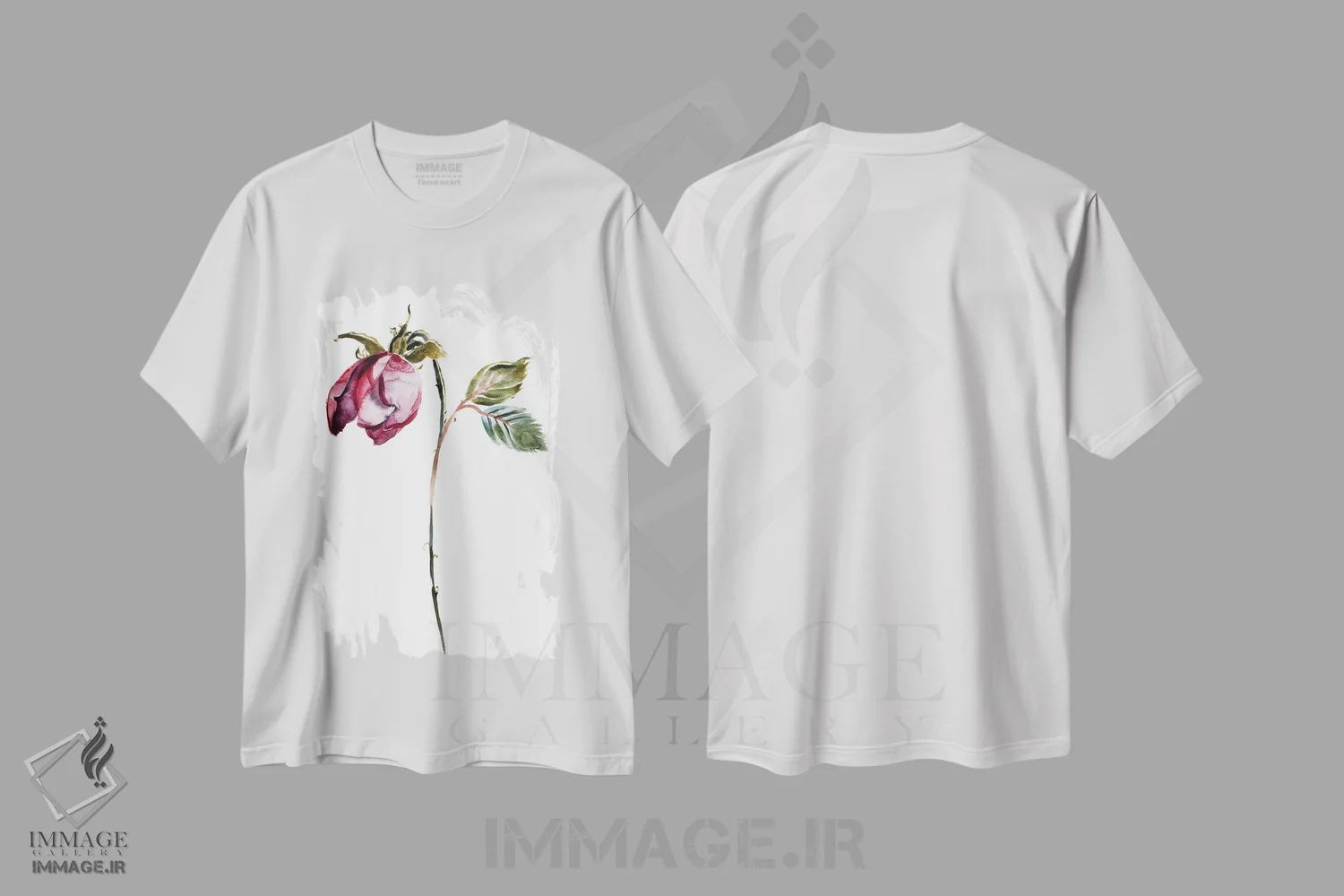 تیشرت سفید طرح دار مطالعه رز شماره ۵۰، هنر فاخر معاصر اثر الیزابت بکر | immage.ir