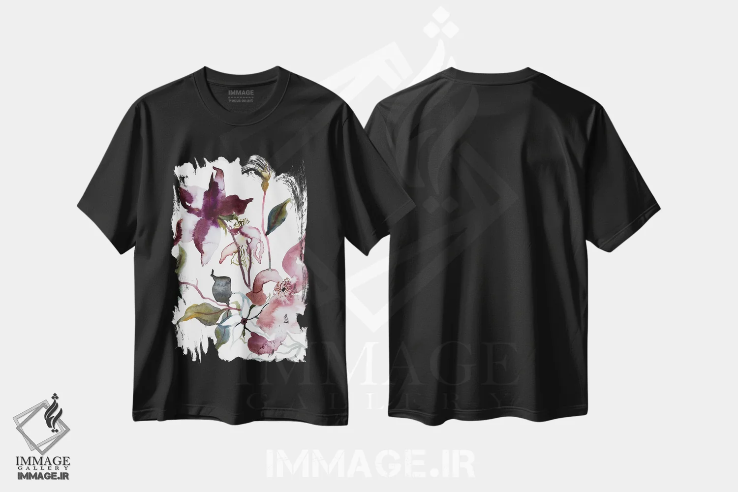 تیشرت مشکی طرح دار مطالعه رز شماره ۵۱، هنر فاخر معاصر اثر الیزابت بکر | immage.ir