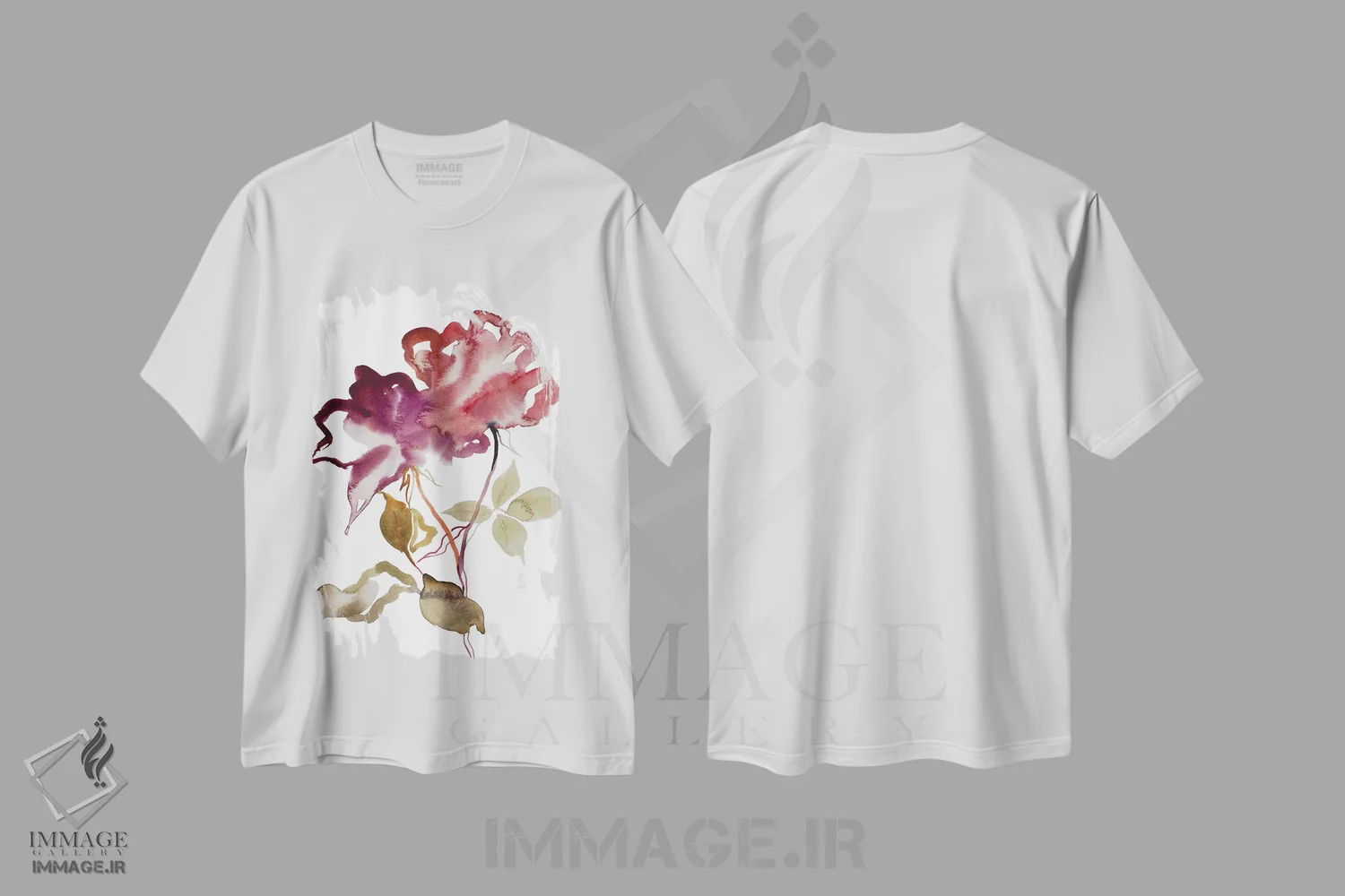 تیشرت سفید طرح دار مطالعه رز شماره ۵۲، هنر فاخر معاصر اثر الیزابت بکر | immage.ir